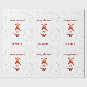 Niedlich Funny Modern Rudolph Santa Personalisiert Geschenkpapier