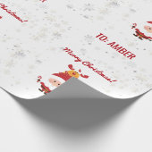 Niedlich Funny Modern Rudolph Santa Personalisiert Geschenkpapier (Ecke)