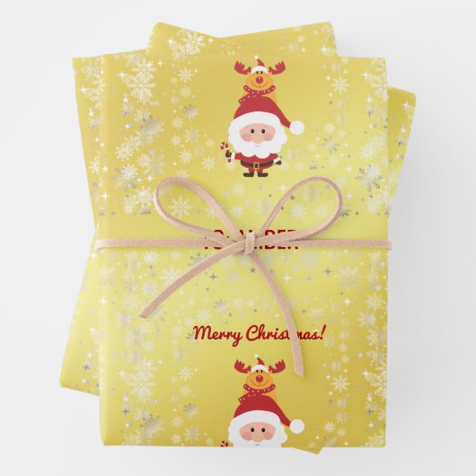 Niedlich Funny Modern Rudolph Santa Personalisiert Geschenkpapier Set (Beispiel)