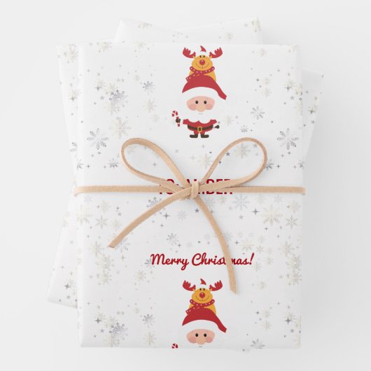 Niedlich Funny Modern Rudolph Santa Personalisiert Geschenkpapier Set (Beispiel)