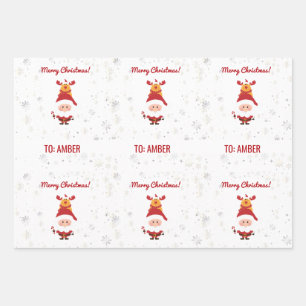 Niedlich Funny Modern Rudolph Santa Personalisiert Geschenkpapier Set