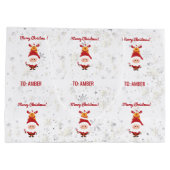 Niedlich Funny Modern Rudolph Santa Personalisiert Große Geschenktüte (Rückseite)