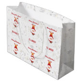 Niedlich Funny Modern Rudolph Santa Personalisiert Große Geschenktüte (Rückseite Schrägansicht)