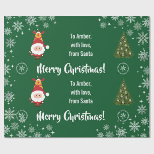Niedlich Funny Modern Santa Rudolph Personalisiert Geschenkpapier
