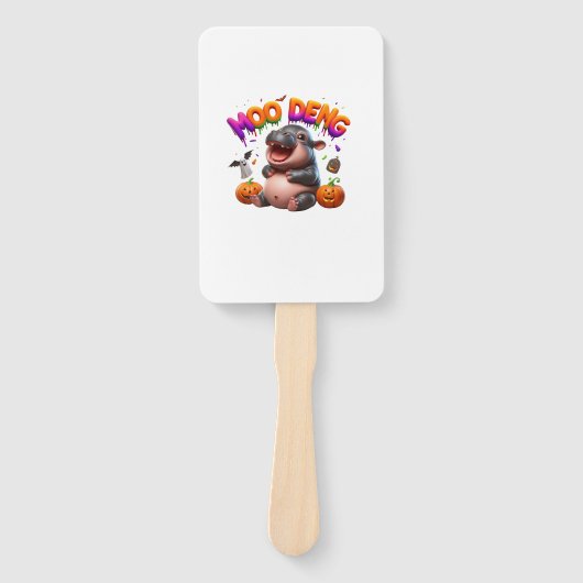 Niedlich & Funny MOO DENG Baby Hippo Pumpkin Ghost Fächer (Vorderseite)
