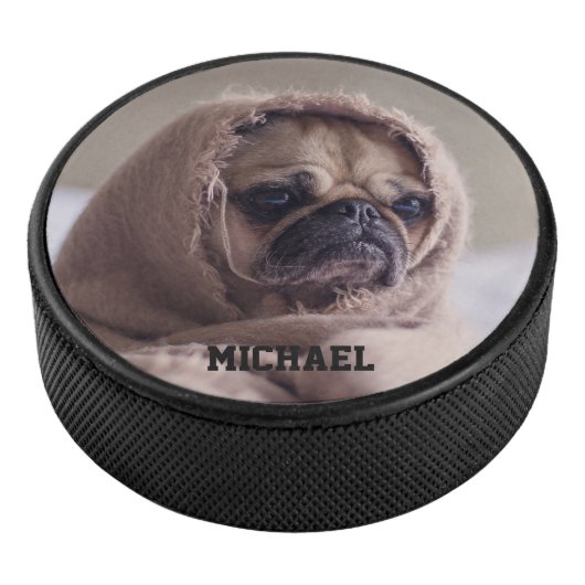 Niedlich & Funny Mops individuelle Name Hockey Puc Eishockey Puck (3/4)