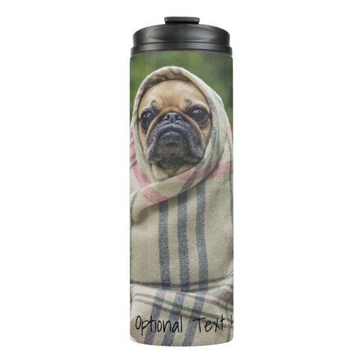 Niedlich & Funny Mops, kundenspezifischer Texttumb Thermosbecher (Vorderseite)
