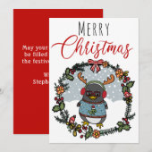 Niedlich Funny Nerd Penguin Cartoon Frohe Weihnach Feiertagskarte (Vorne/Hinten)