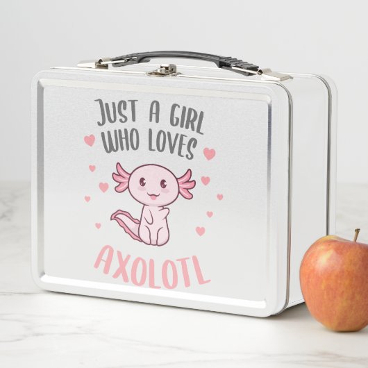 Niedlich Funny Nur ein Mädchen, das axolotl Lieben Metall Brotdose (Beispiel)