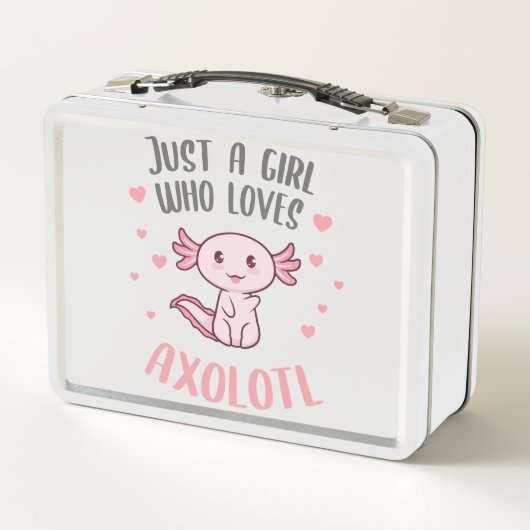 Niedlich Funny Nur ein Mädchen, das axolotl Lieben Metall Brotdose (Rückseite)