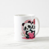 Niedlich Funny Panda Couple Valentine's Kaffeetasse (VorderseiteRechts)