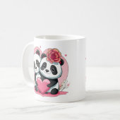 Niedlich Funny Panda Couple Valentine's Kaffeetasse (Vorderseite Links)