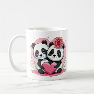 Niedlich Funny Panda Couple Valentine's Kaffeetasse