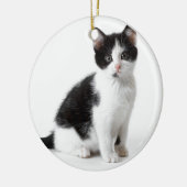 Niedlich Funny Pellet Kätzchen Schwarz-Weiß Katze Keramik Ornament (Links)