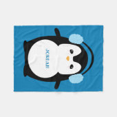 Niedlich Funny Penguin Kinderzimmer Blau Fleecedecke (Vorderseite (Horizontal))