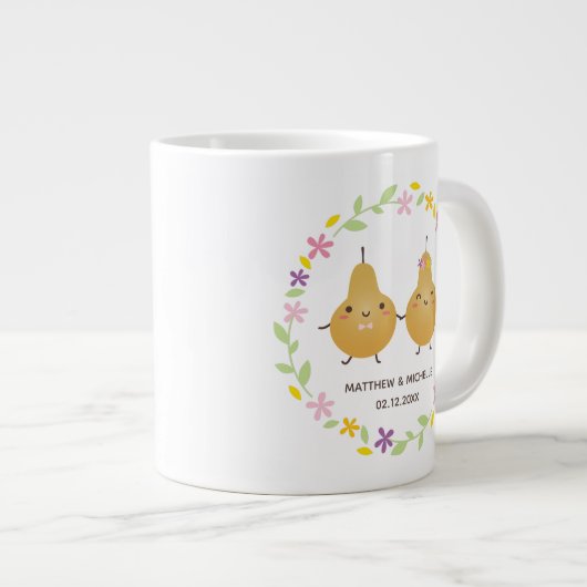 Niedlich Funny Perfect Pear Couple Neu-lyweds Mema Jumbo-Tasse (Vorderseite Rechts)