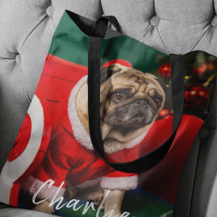 Niedlich Funny Pet Hund Welpe Foto Weihnachten Tasche