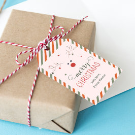 Niedlich Funny Pink Red Merrry Weihnachten Geschenkanhänger