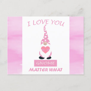 Niedlich Funny Pink Valentinstag Gnome Herz Postkarte