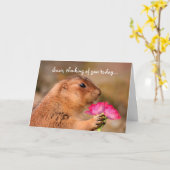 Niedlich Funny Prairie Dog Holding Blume Karte (Gelbe Blume)