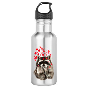 Niedlich Funny Raccoon Blown Kisses Liebe Herz Trinkflasche