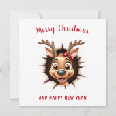Niedlich Funny Reindeer Girl Karte (Vorderseite)