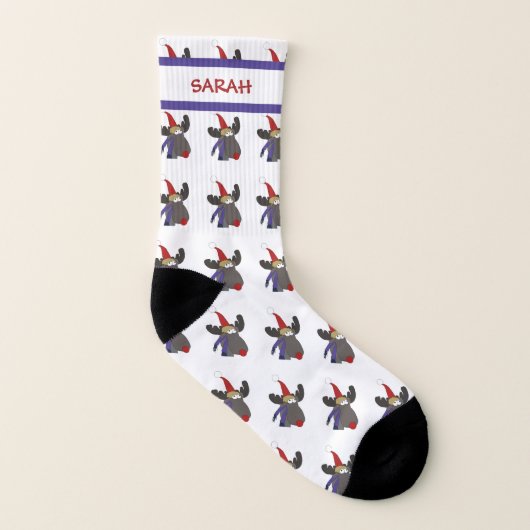 Niedlich Funny Rudolph Pattern Personalisierter Na Socken (Rechts - Außen)