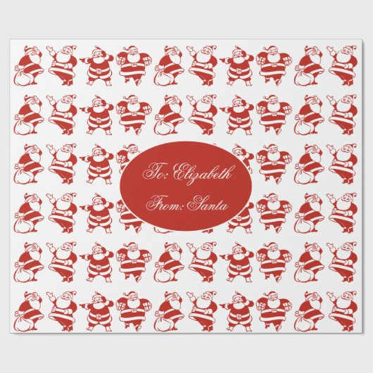 Niedlich Funny Santa Claus Pattern Rotes Weihnacht Geschenkpapier (Flach)