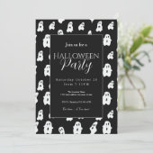 Niedlich Funny Schwarz-weiß Happy Ghosts Einladung (Stehend Vorderseite)