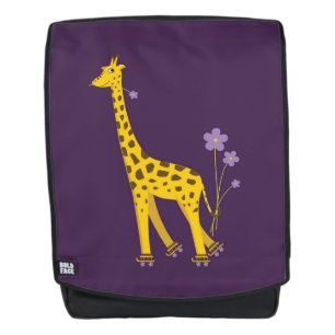 Niedlich Funny Skaten Cartoon Giraffe Rucksack