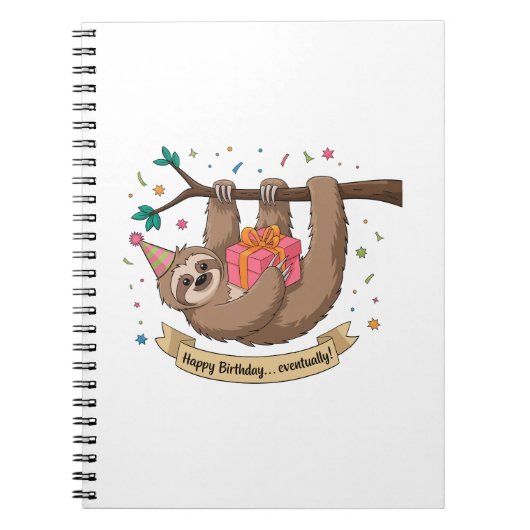 Niedlich Funny Sloth Happy Birthday Notizblock (Vorderseite)