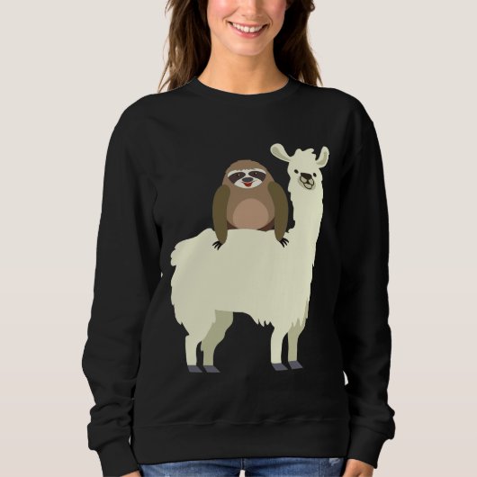 Niedlich Funny Sloth Riding Llama 32 Sweatshirt (Vorderseite)