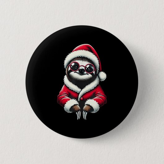 Niedlich Funny Sloth Weihnachtsmann Weihnachten We Button (Vorderseite)