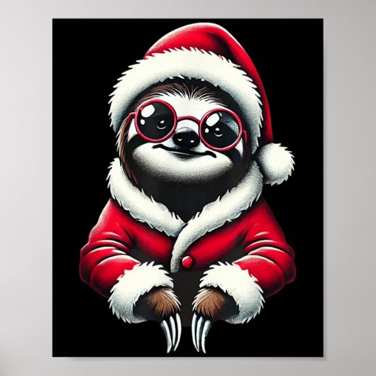 Niedlich Funny Sloth Weihnachtsmann Weihnachten We Poster (Vorne)