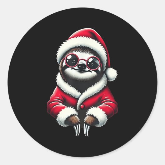 Niedlich Funny Sloth Weihnachtsmann Weihnachten We Runder Aufkleber (Vorderseite)