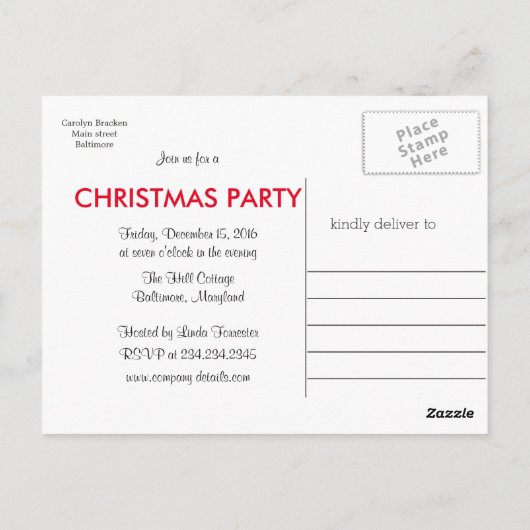 Niedlich Funny Snowman Zeichne | Weihnachts-Party Postkarte (Rückseite)