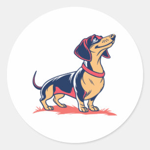 Niedlich Funny Stehend Dackel Hund Runder Aufkleber