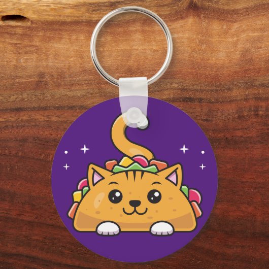 Niedlich Funny Taco Katzenregenbogen Schlüsselanhänger (Vorderseite)