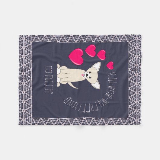 Niedlich Funny Tan Chihuahua Pattern Fleecedecke (Vorderseite (Horizontal))
