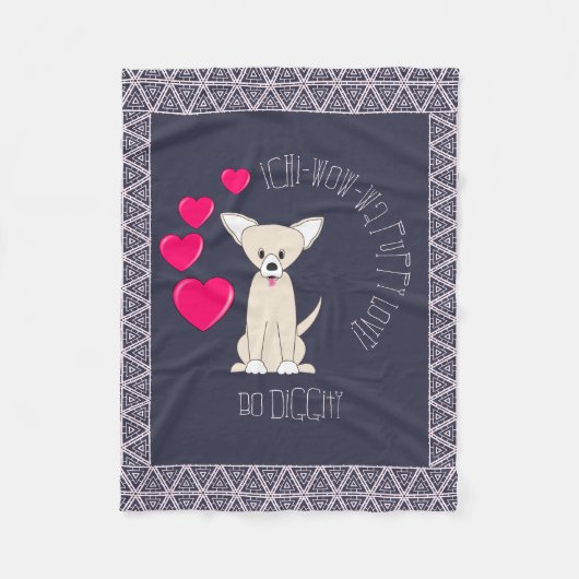 Niedlich Funny Tan Chihuahua Pattern Fleecedecke (Vorderseite)