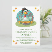 Niedlich Funny Turkey Erntedank Dinner Party laden Einladung (Stehend Vorderseite)