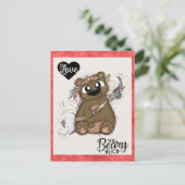 Niedlich Funny Valentinstag Bär Cupid Postkarte (Stehend Vorderseite)