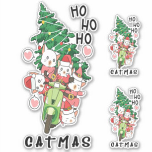 Niedlich Funny Vintag Cat Claus Catmas Aufkleber