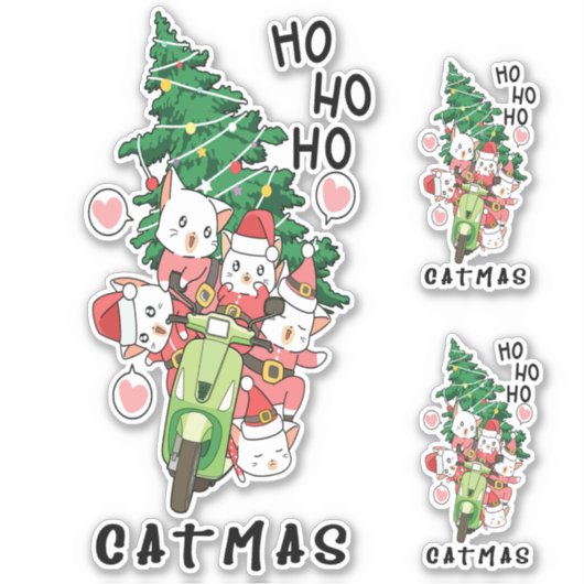 Niedlich Funny Vintag Cat Claus Catmas Aufkleber (Vorderseite)