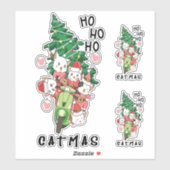 Niedlich Funny Vintag Cat Claus Catmas Aufkleber (Blatt)