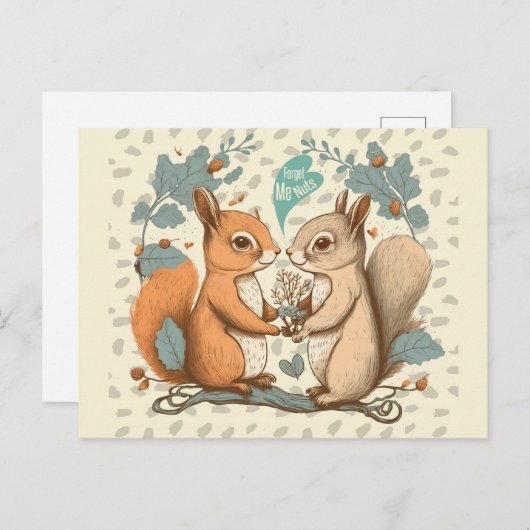 Niedlich Funny Vintag Squirrel Valentinstag Postkarte (Vorne/Hinten)