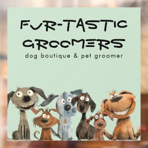 Niedlich Funny Watercolor Dog Groomer Boutique Bla Fensteraufkleber