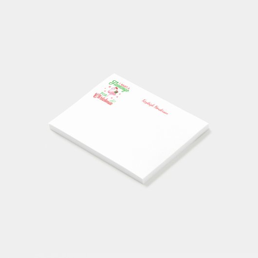 Niedlich Funny Wollte ich ein Flamingo zu Weihnach Post-it Klebezettel (angewinkelt)