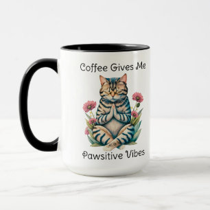 Niedlich Funny Yoga Cat Floral Serenity Kaffee Lov Tasse