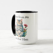 Niedlich Funny Yoga Cat Floral Serenity Kaffee Lov Tasse (Vorderseite Links)